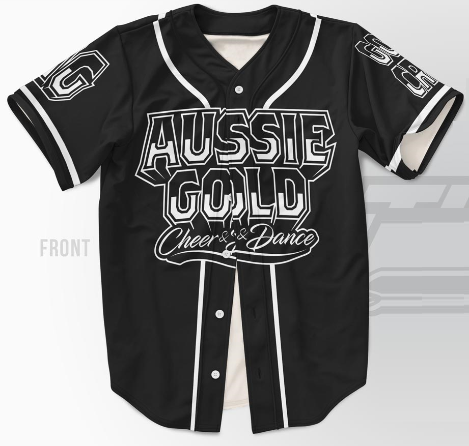 Custom Baseball Jersey – Aussie Gold Cheer & Dance