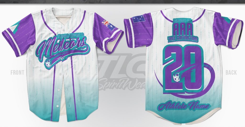 Custom Baseball Jersey Meteors Cosmic Empire Allstars TLC Spirit Wear