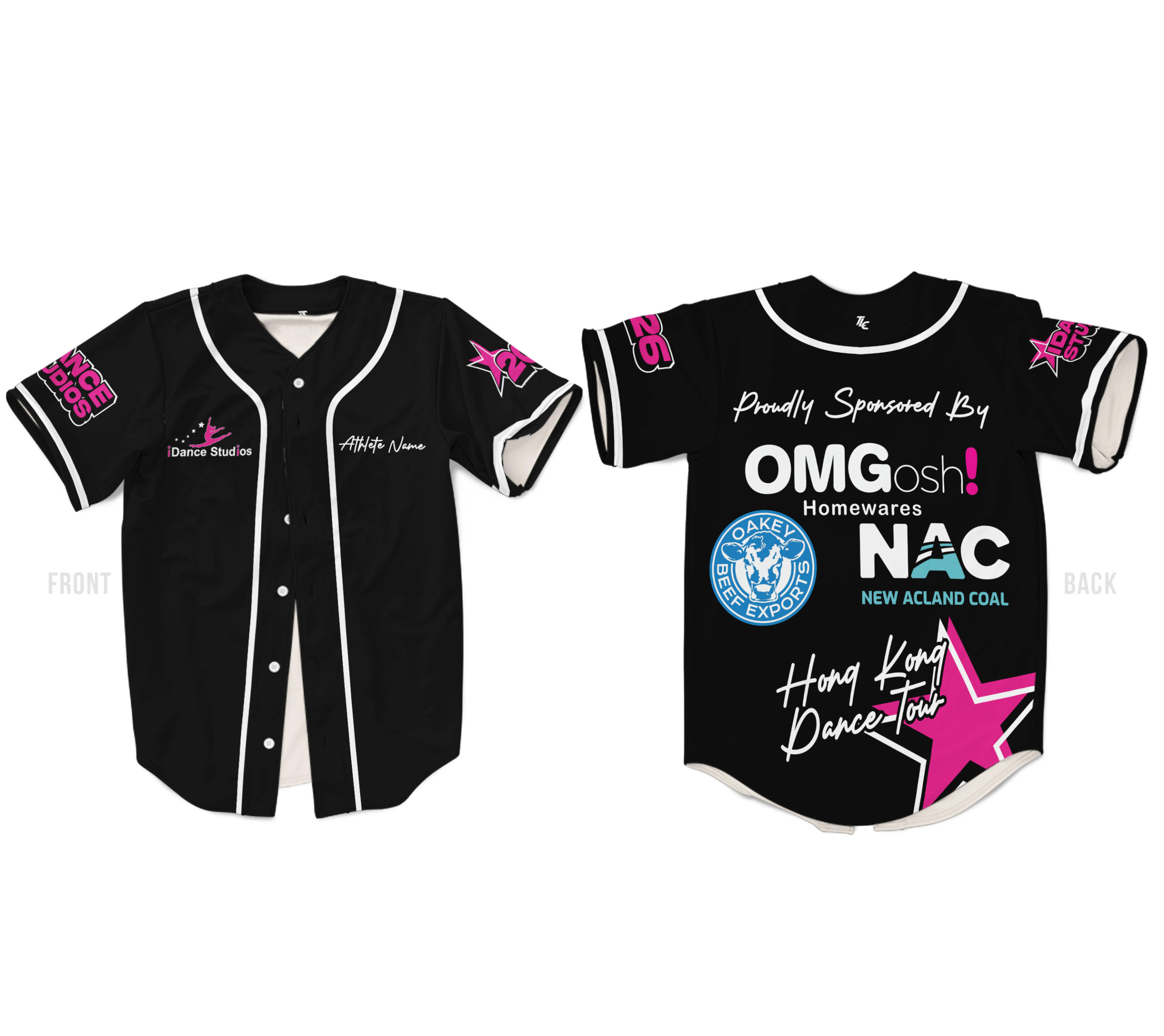 Custom baseball jersey Australian cheer and dance supplier TLC Spirit Wear