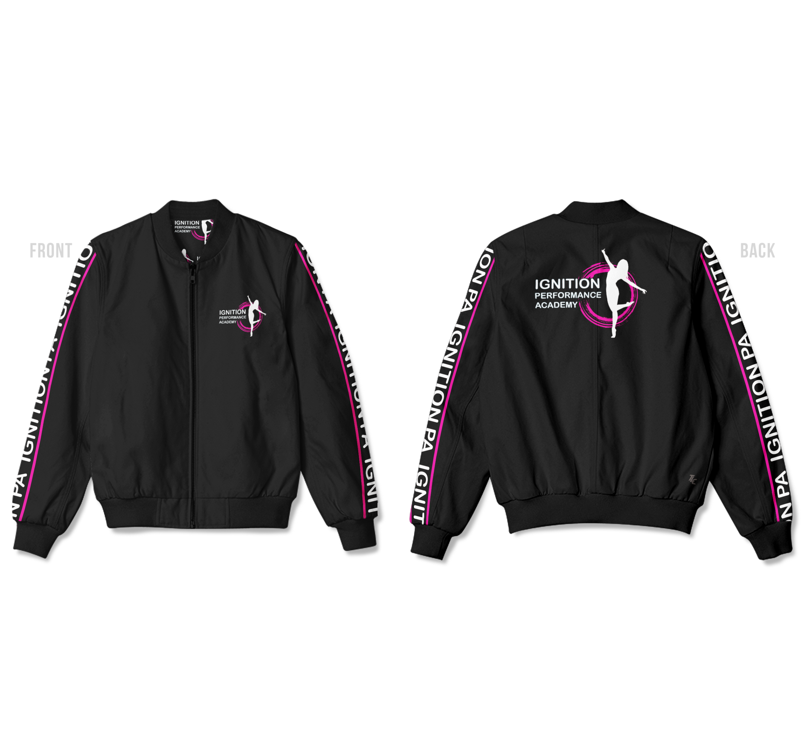 Custom cheerleading and dance apparel Australia TLC Spirit Wear sublimation bomber jacket