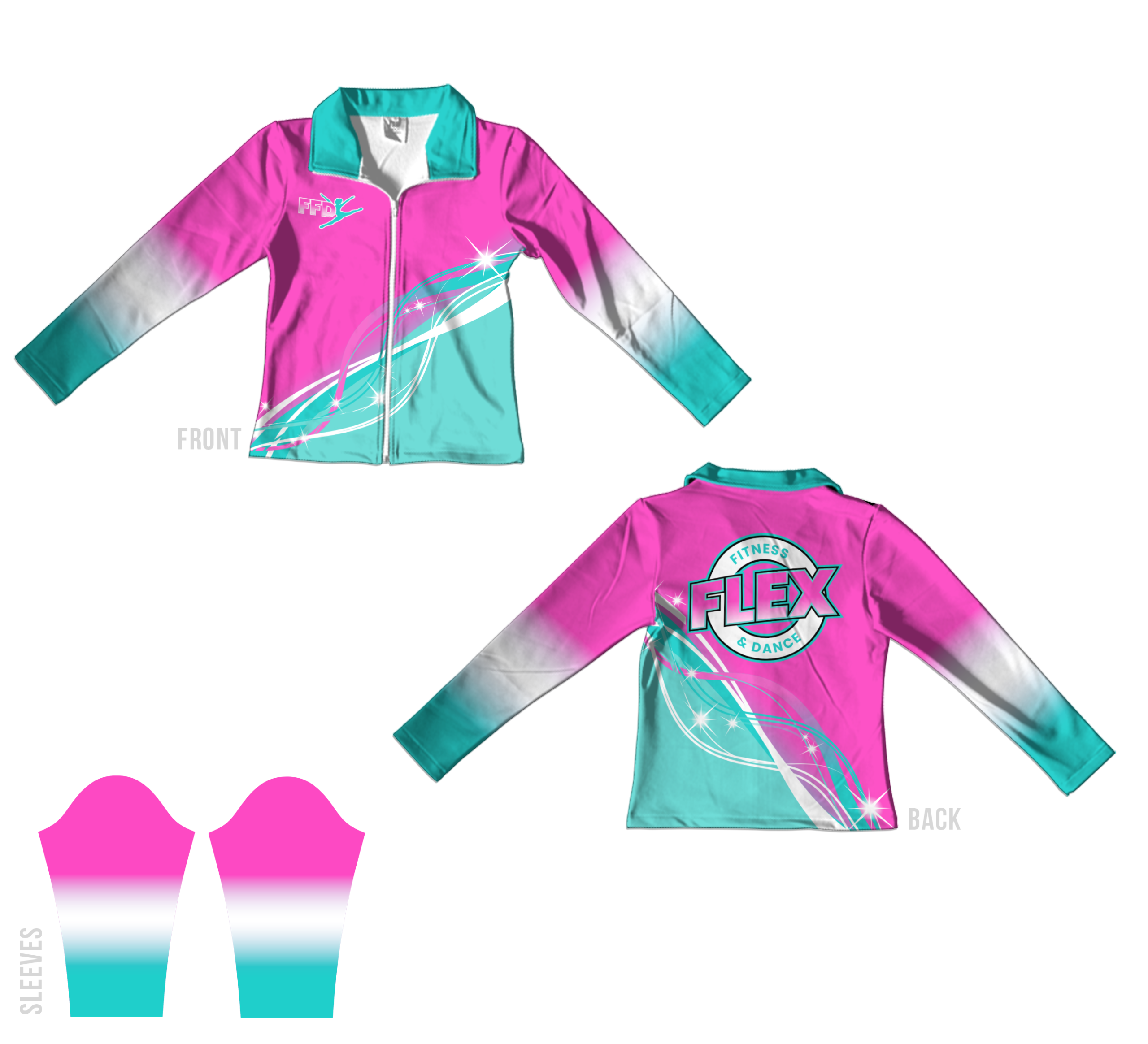 Custom cheerleading and dance apparel Australia TLC Spirit Wear sublimation slim fit jacket